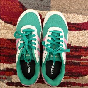 Adidas Women's Teal and Pink Sneakers